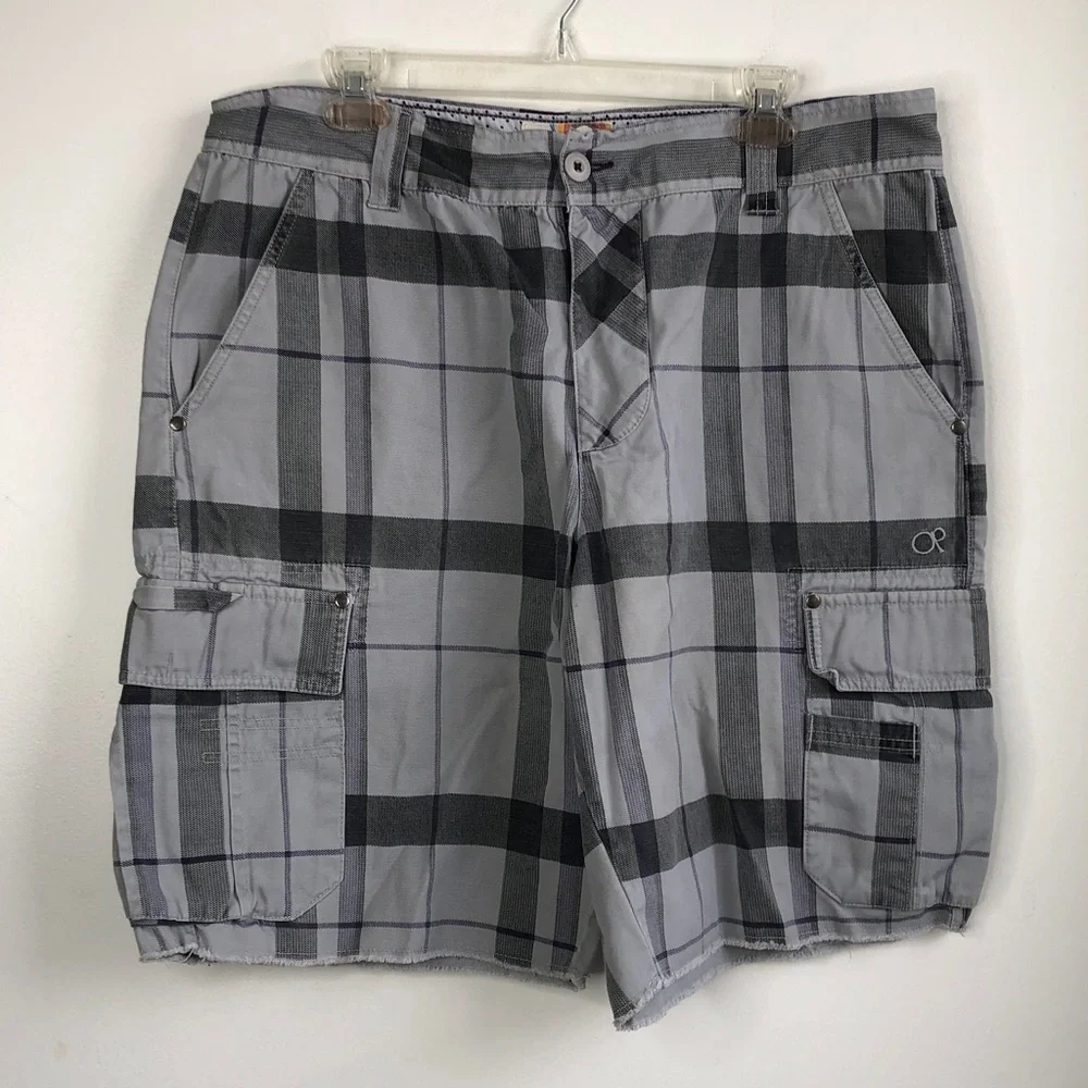Op Gray Plaid Cargo Shorts